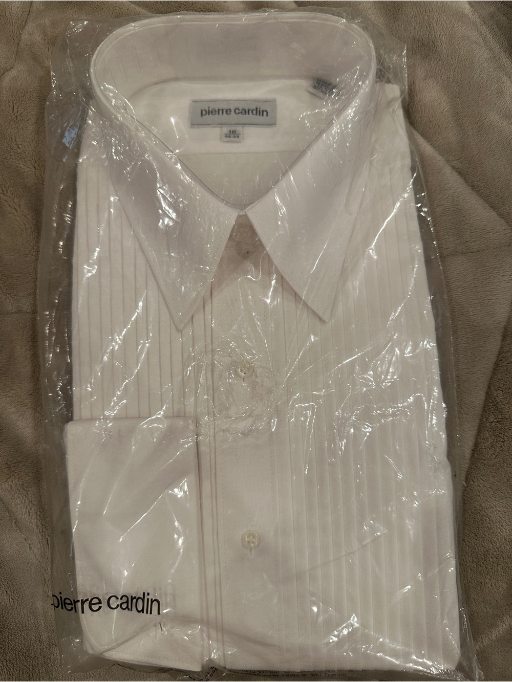 Pierre Cardin Men’s White Pleated Front Dress Shirt